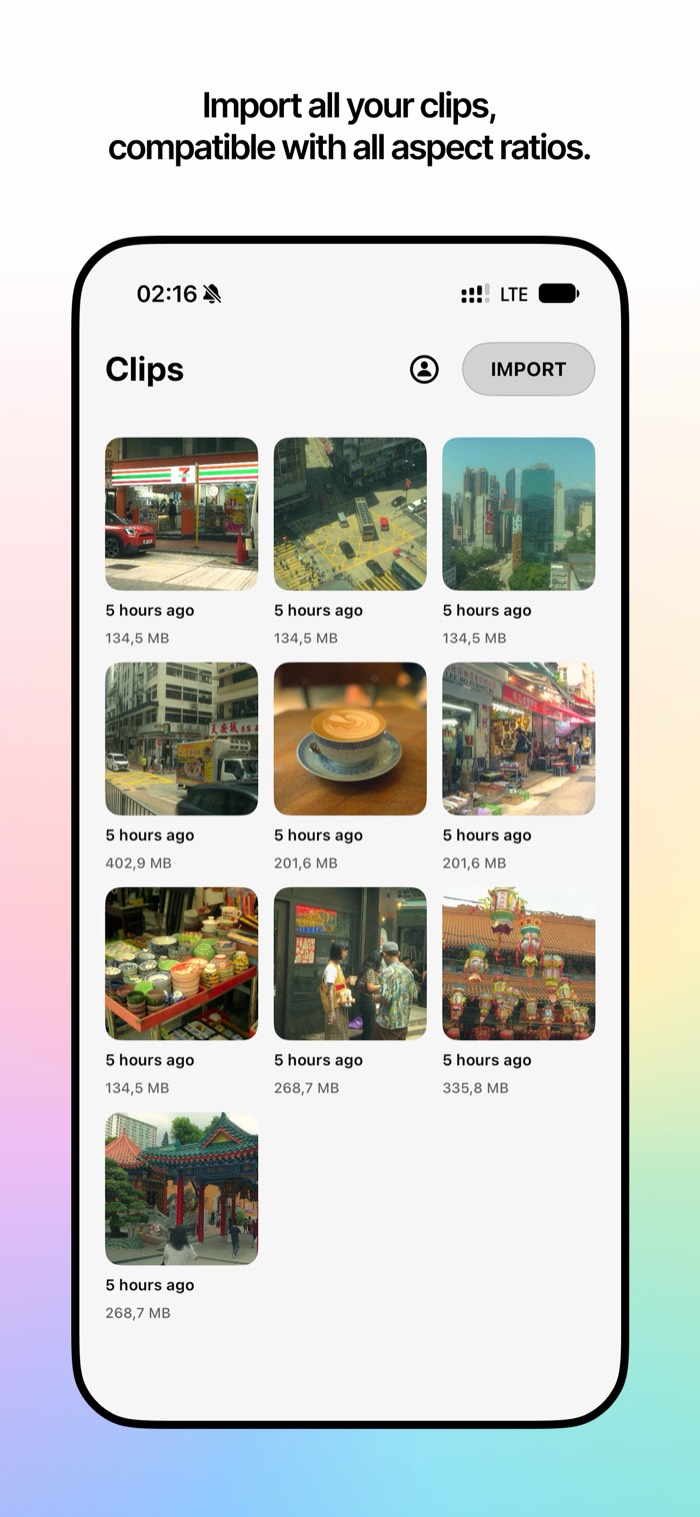 LogLab Clips grid screen